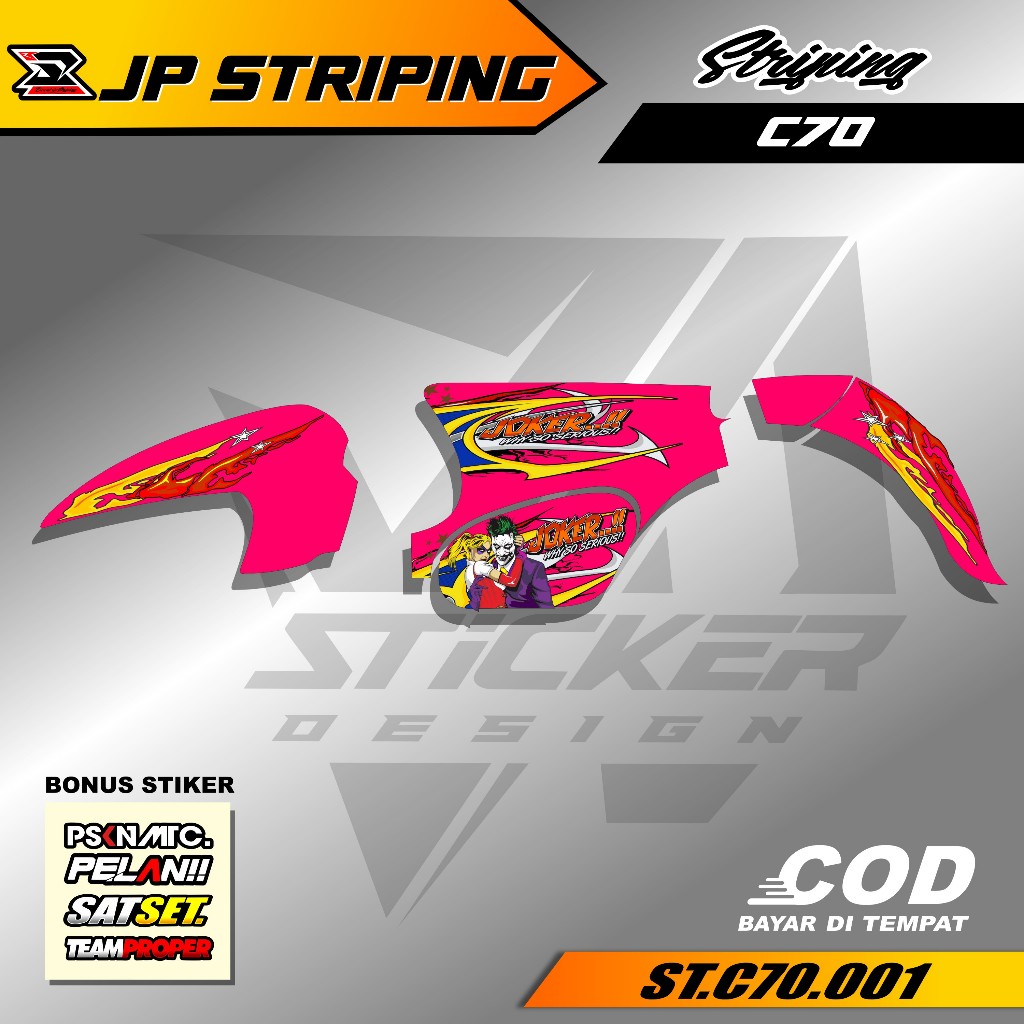 Sticker Striping C70 - Stiker Aksesoris Body Motor Honda C70 List Variasi Hologram JP 06