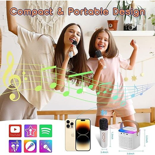 TERBARU Mini karoke Speaker Bluetooth 2 mic / Mini karoke Speaker Bluetooth Portabel Penuh Bass /