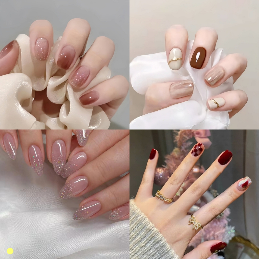 Kuku Palsu Isi 24 Kuku Palsu Pendek Stiker Kuku Palsu Fake Nail Aesthetic