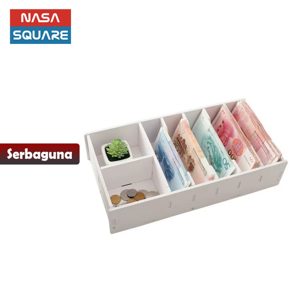 Kotak Uang Kasir Desktop Kotak Penyimpanan Perubahan Kotak Penyimpanan Koin Keuangan Rak Organizer