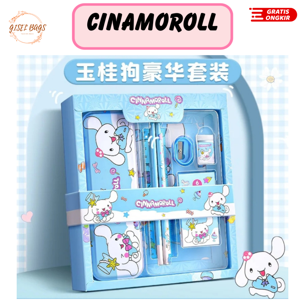 

set alat tulis anak perempuan /kotak pensil anak 6 in 1 hadiah kado kotak pen karakter stationery