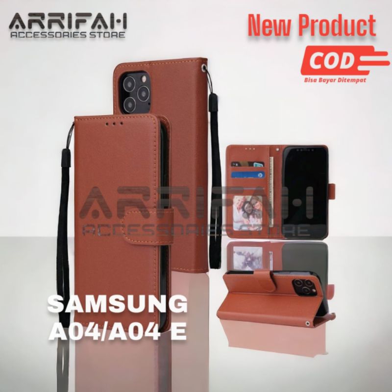 LEATHER FLIP CASE SAMSUNG A04 / SAMSUNG A04E FLIP COVER WALLET CASE DOMPET HP KULIT SILIKON DOMPET