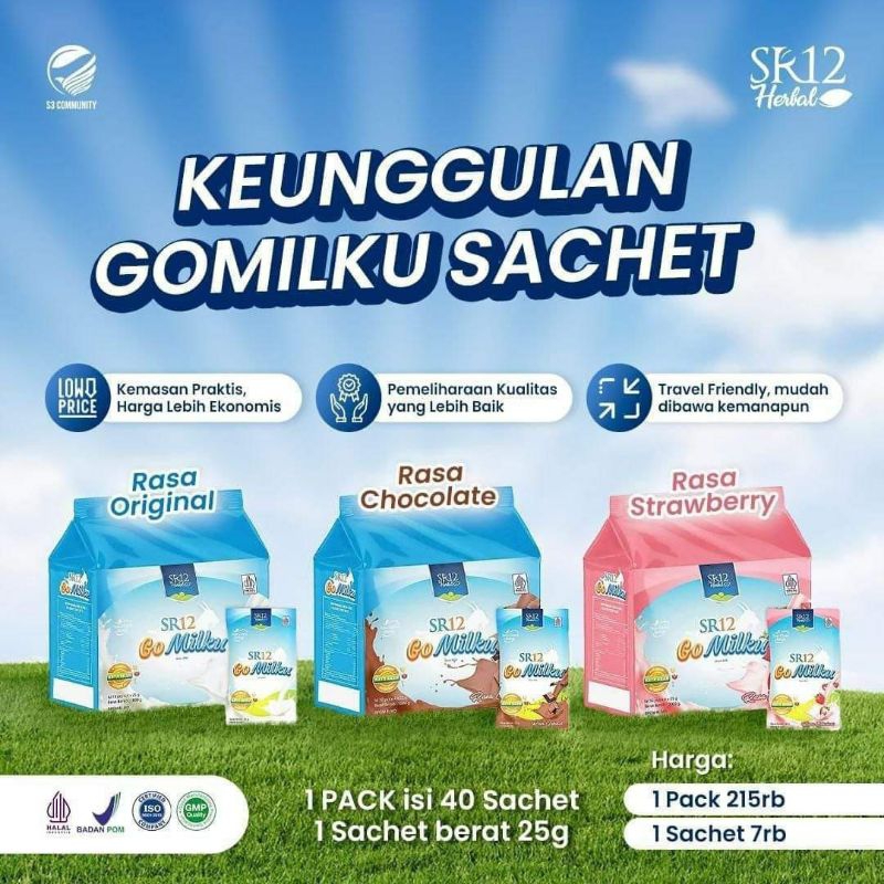 

Gomilku Sachet SR12 - Susu Kambing Etawa - Kemasan Sachet Praktis - Susu Kesehatan Tubuh