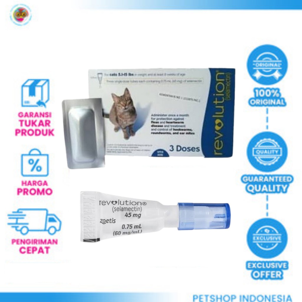 Revolution Blue 1 Tube For Cats 2-7 kg Obat Kutu Kucing 1 Tube Untuk Berat 2-7 kg PSID25