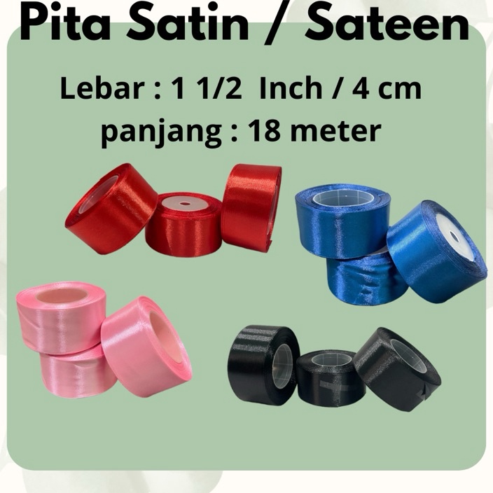 

HOT Pita Satin 1 12 inch 4cm 1 Roll 18 meter Pita Sateen pita kado pita hadiah