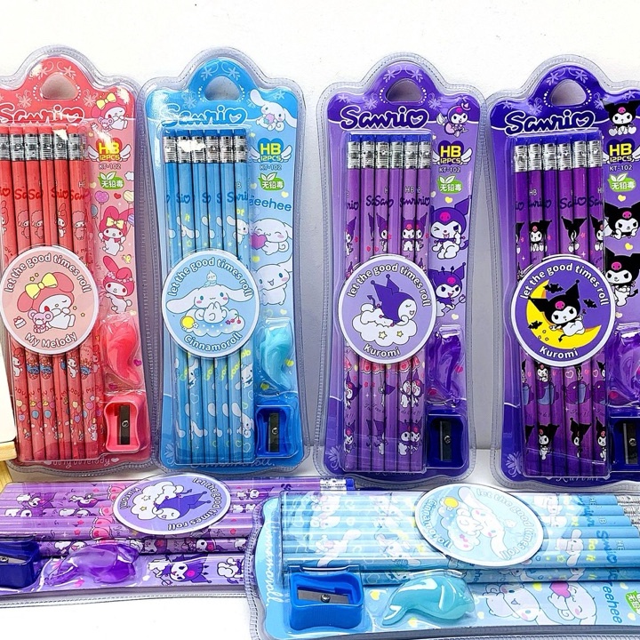 

HEBOH Alat Tulis HB Sanrio Isi Pensil 12pcs dan Peraut 1 Sekolah Anak Kuromi cinnamoroll Melody