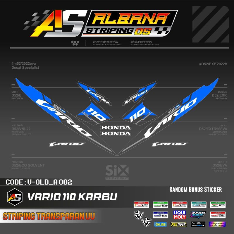 Promo DEKAL STICKER TRANSPARAN VARIO 110 LED/STRIPING VARIO 110 KARBU TRANSPARAN EDISI VIETNAM