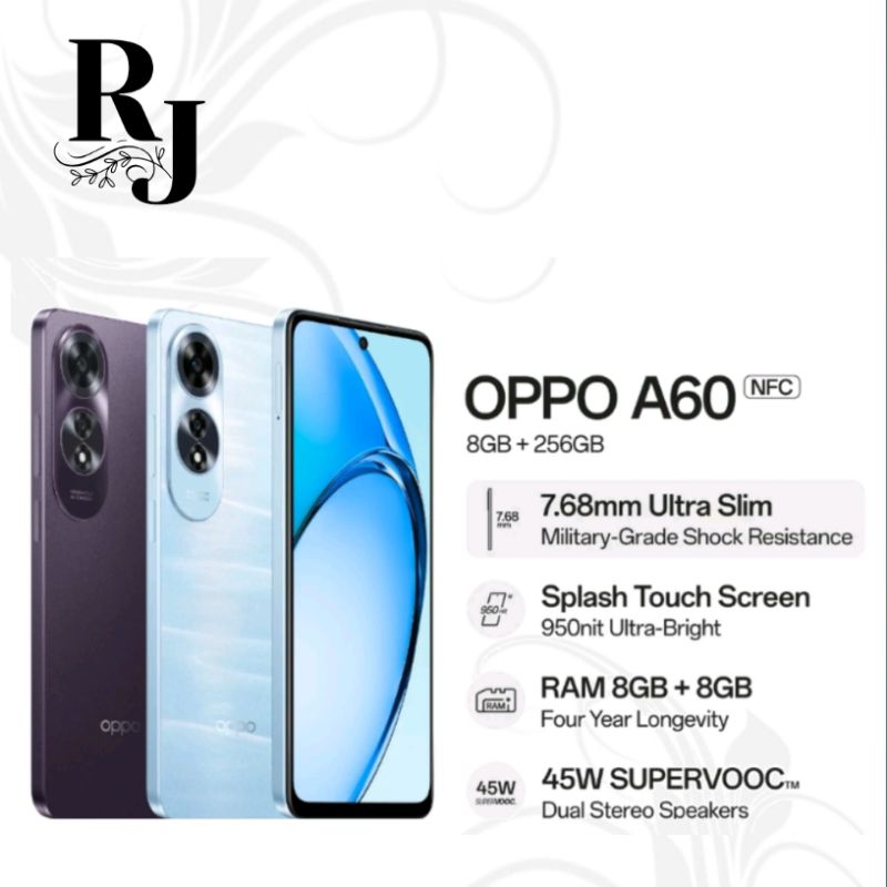 OPPO A60 Ram 8/256GB NFC, Garansi Resmi Oppo Indonesia
