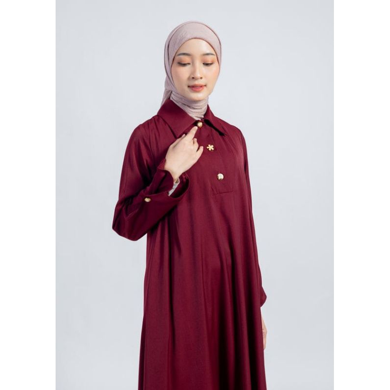 GAMIS ELZATTA POLOS HITAM KANCING ATAS TERBARU BEST SELLER TERMURAH WARNA MARUN PUTIH EMERALD