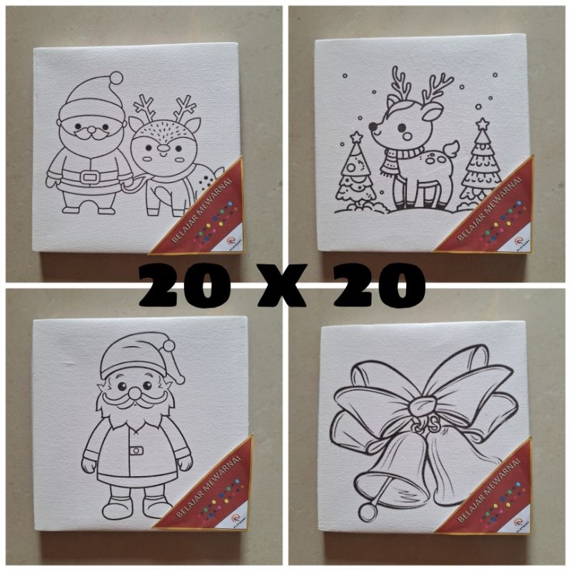 

TANPA CAT ! 20X20 CHRISTMAS EDITION ! MAINAN ANAK KANVAS LUKIS TANPA CAT