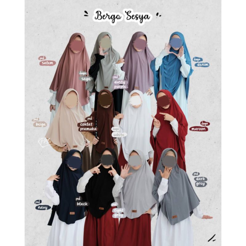 EY- KHIMAR ANAK DAILY BERGO ANAK SYARI DENGAN PENUTUP DAGU JUMBO/ SESHA BERGO SEKOLAH JERSEY POLOS B