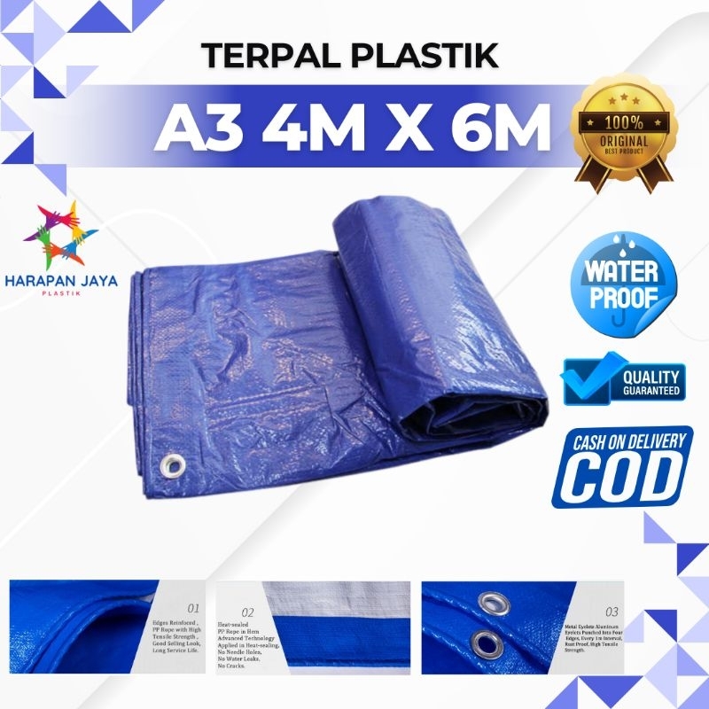 Terpal plastik A3 4x6 biru silver | Terpal Tenda | Terpal Hamparan