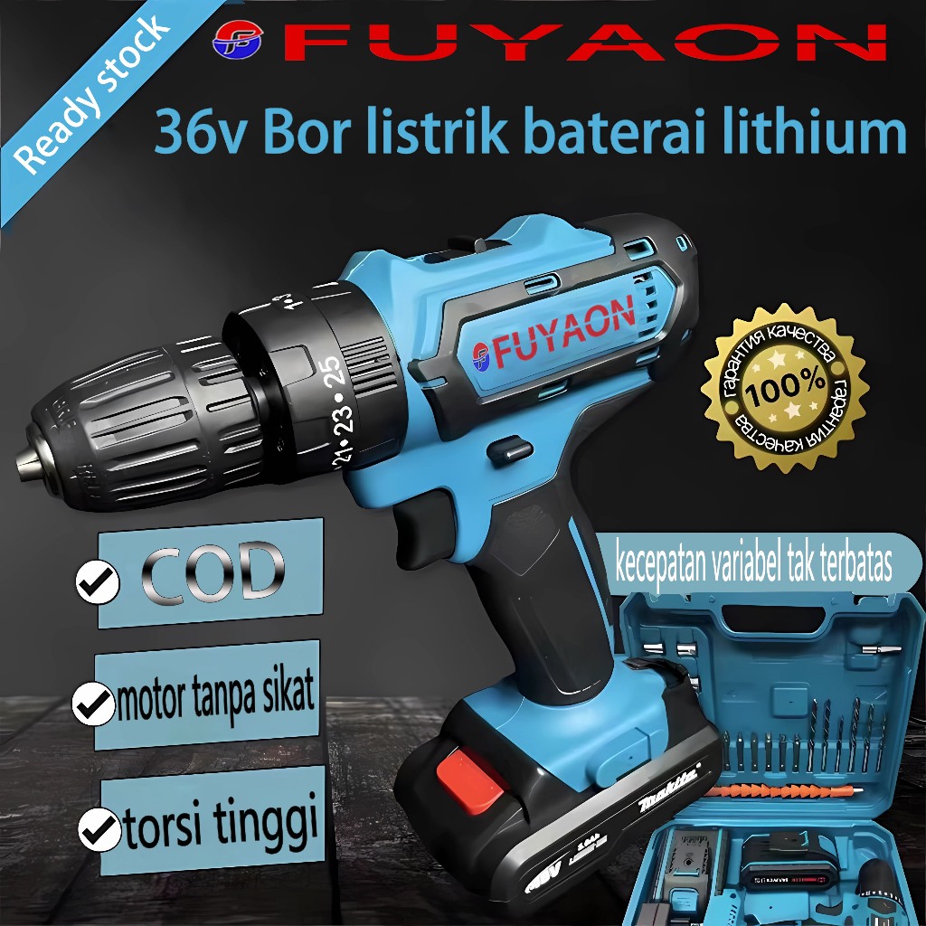 COD  Bor tanpa kabel 36v  Mesin bor Impact Drill Cordless Mesin Bor Listrik  Bor Listrik Impact Impa