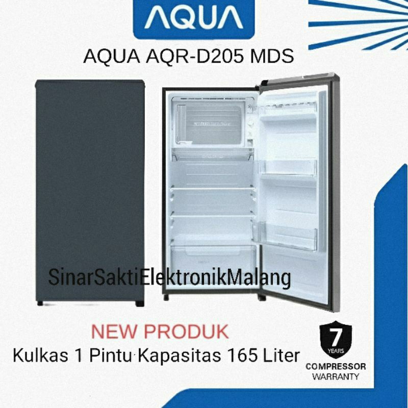 Aqua Kulkas 1 Pintu AQRD 205 MDS 165 Liter AQR AQR205MDS Malang Lemari Es 1 Pintu Low Watt Sinar Sak