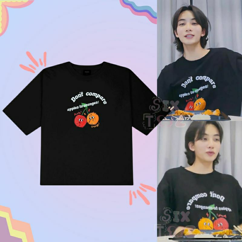 Jeonghan Seventeen Outfit Dont Compare Apple Orange Tshirt kaos seventeen jeonghan oversize carat kp