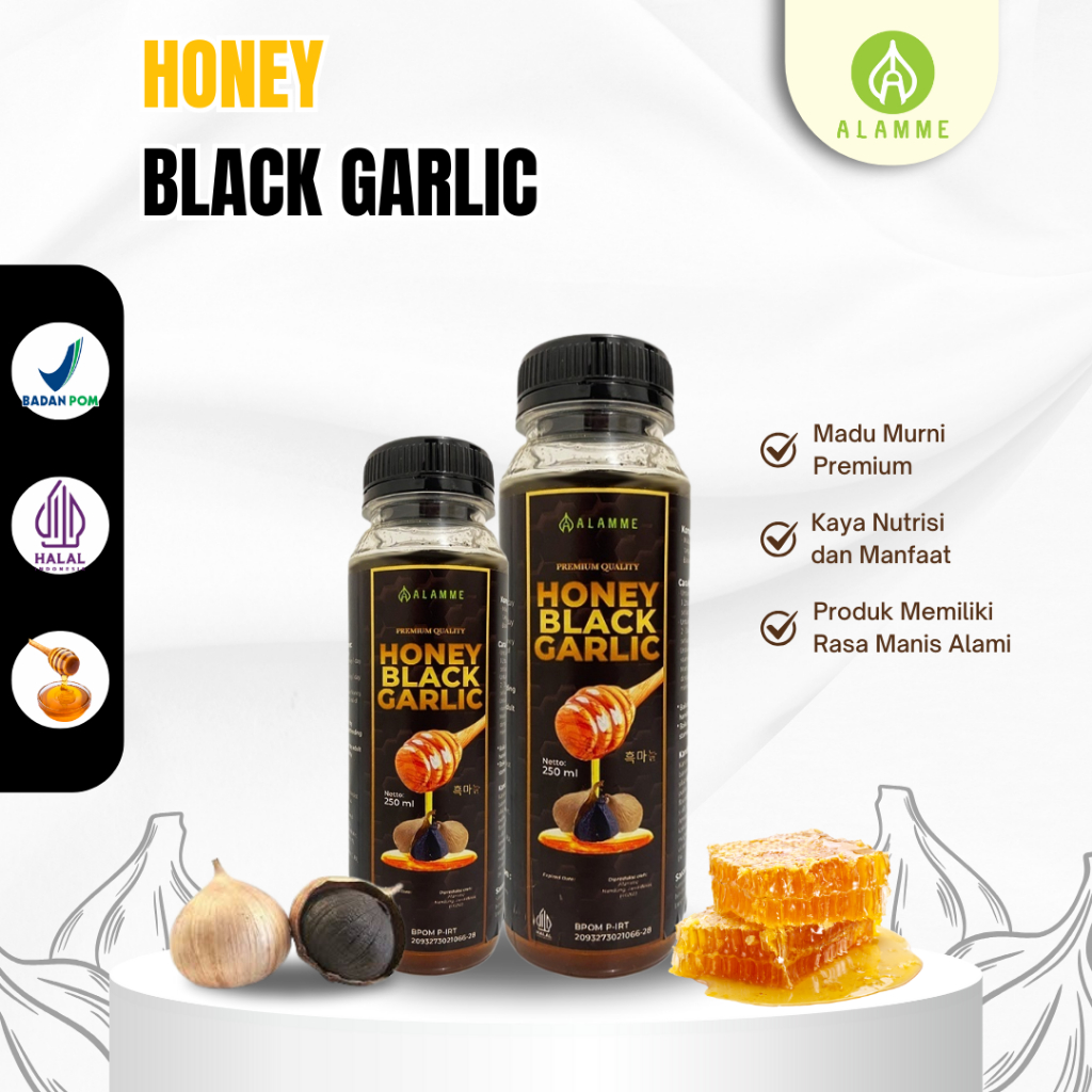 

Alamme Black Garlic - Honey Black Garlic - Madu Bawang Hitam Tunggal Lanang Premium 250ml BPOM