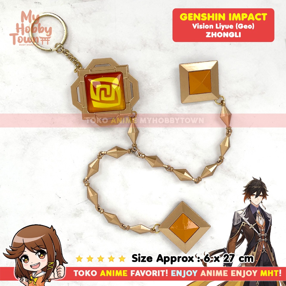 Gantungan Kunci Vision Genshin Impact Zhongli Liyue Geo Keychain
