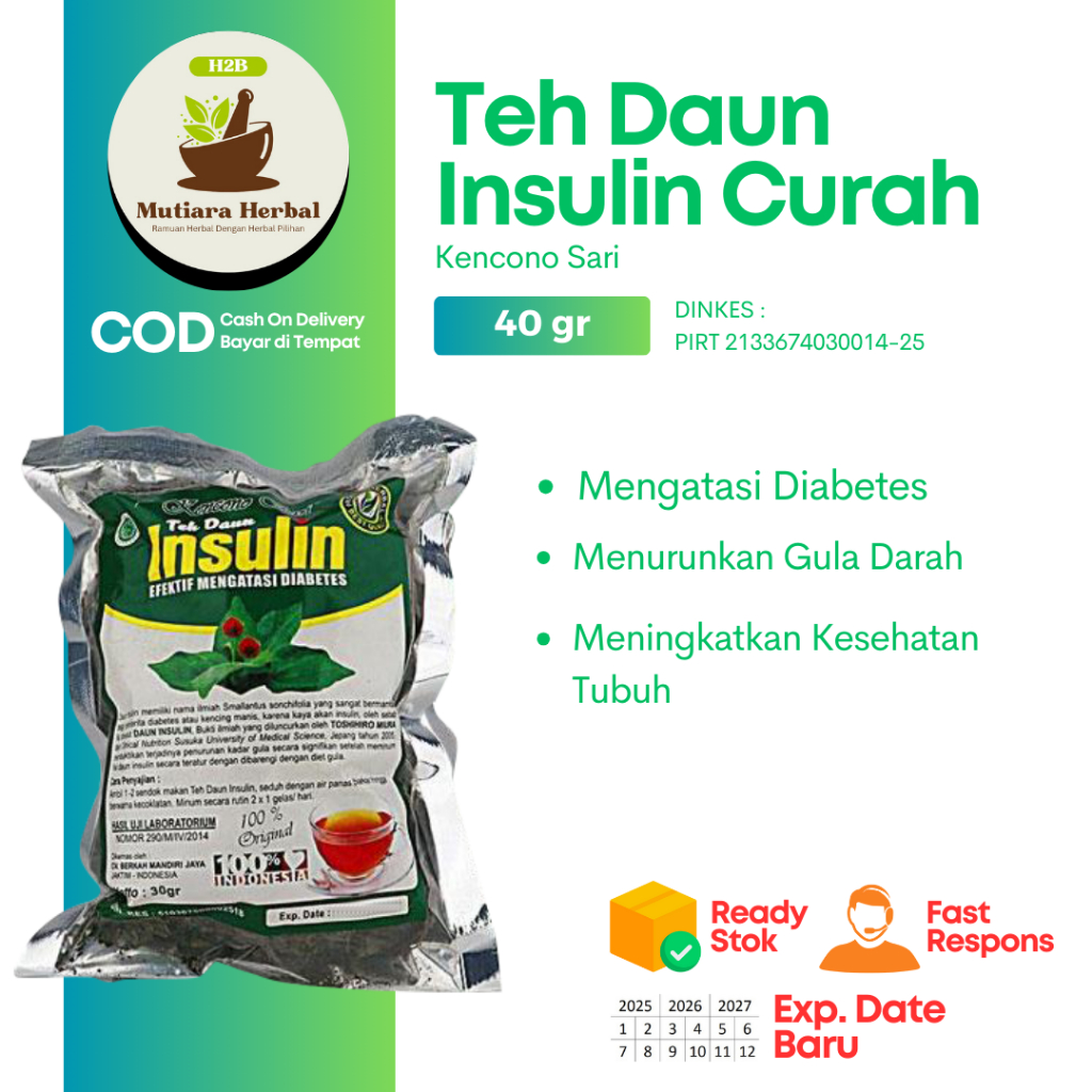 

Teh Daun Insulin Obat Herbal Alami Diabetes Asli Original kencono sari