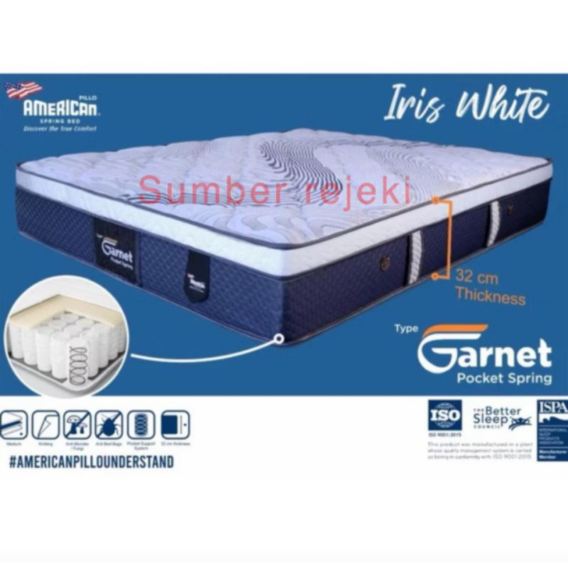 american pillo tipe garnet pocket spring 120 x 200 kasur springbed plush top 120 matras spring bed 1