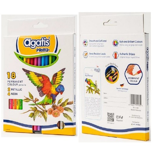 

Pensil Warna Panjang Agatis Prime Pemanent Color Pencil Isi 18 warna