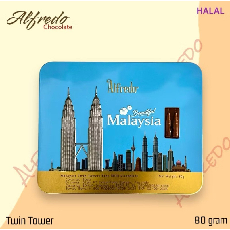 

Alfredo Chocolate Malaysia Twin Tower 80g milk coklat cokelat