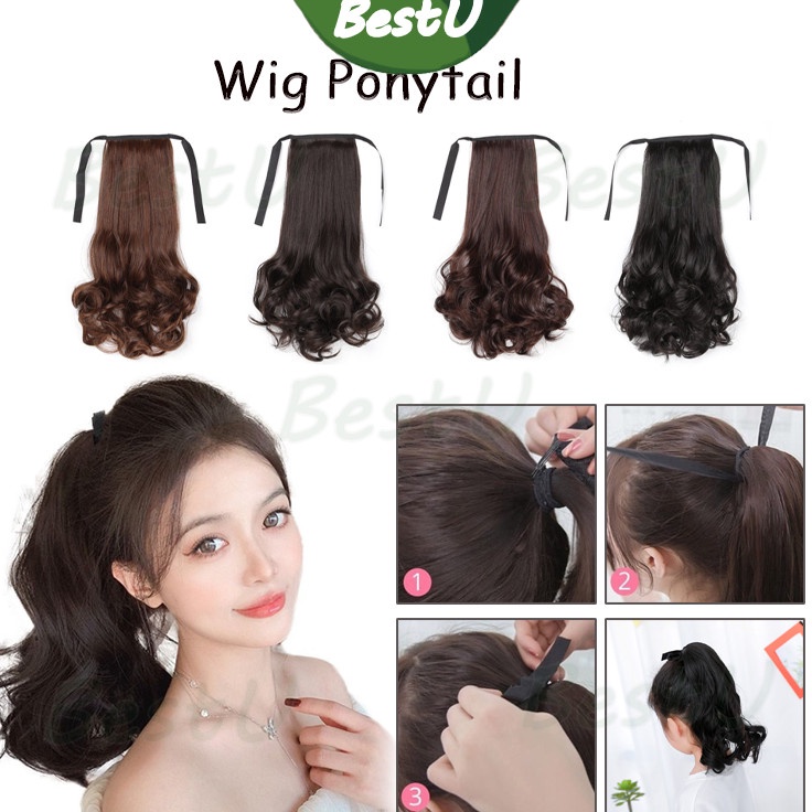Pusat Grosir  Wig Ponytail Anak Rambut Palsu Extension Hair Clip Ponytail Model Pendek Keriting  Pon