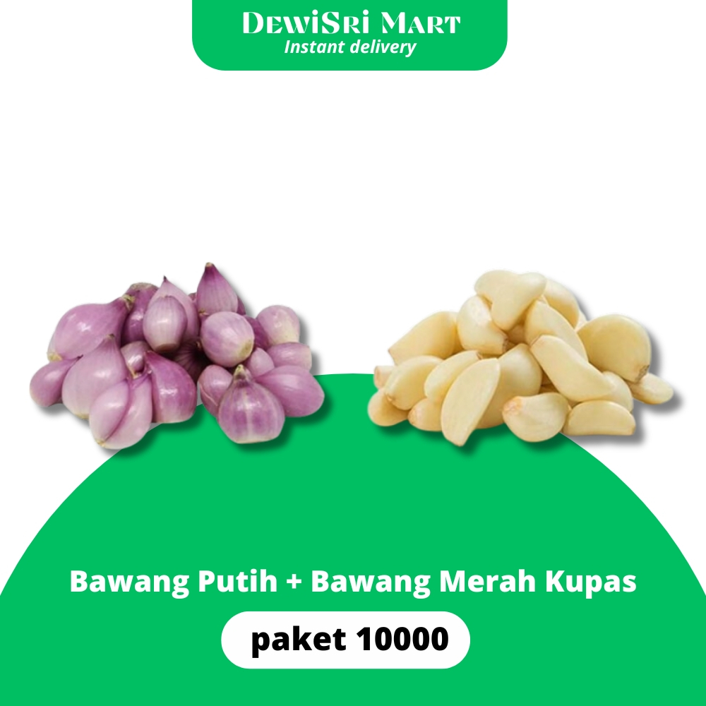 

Bawang Putih Kupas + Merah Kupas Paket 10000 - Dewi Sri mart