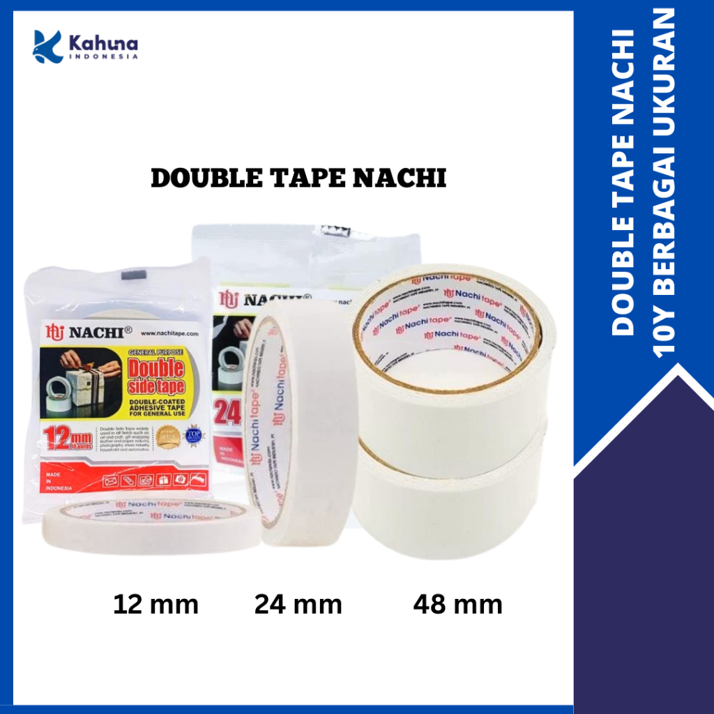 

ISOLASI DOUBLE TAPE NACHI 2 SISI ( 6mm 12mm 24mm ) x 10Yard PUTIH