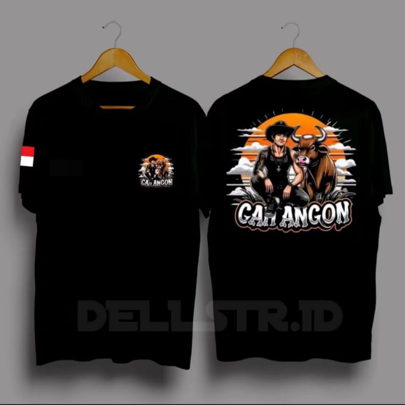 KAOS CAH ANGON PETERNAK SAPI MOTIF ANIMASI ORANG DAN SAPI