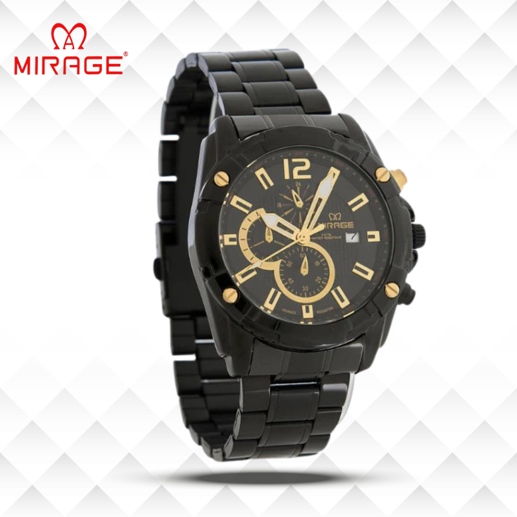 Mirage Jam Tangan Pria Analog 8714 M Full Black Original Stainless