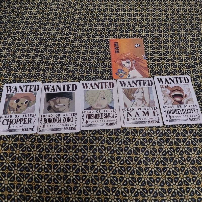 Complete Set Card Kartu Chatime One Piece Bounty Wanted Chopper Luffy Zoro Sanji Nami dan Holo Nami
