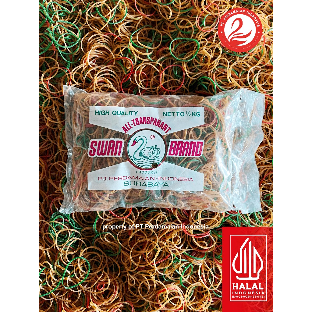 KARET GELANG PENTIL LUBANG BESAR PREMIUM KUALITAS SUPER SWAN BRAND ISI 500 GRAM - GROSIR