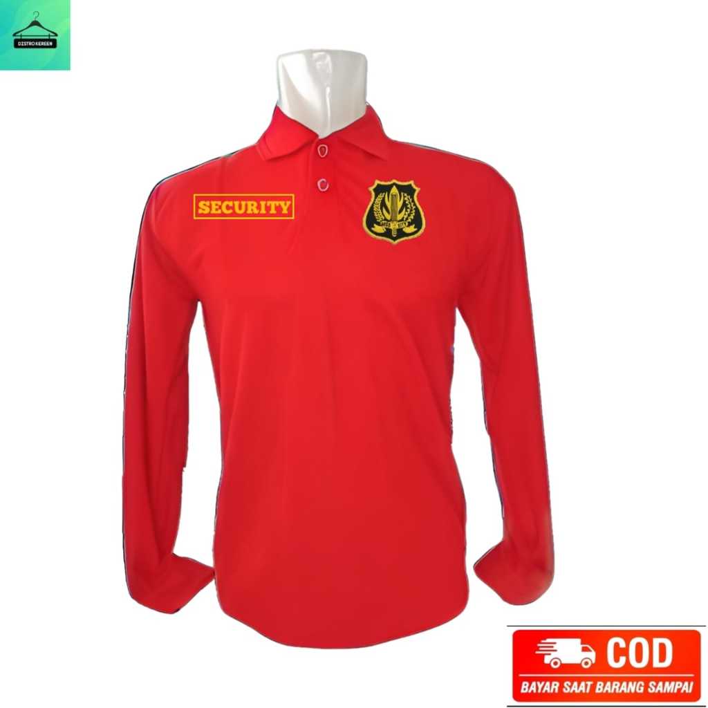 ANSA22 KAOS KERAH SHIRT BORDIR SECURITY LOGO KUNING LENGAN PANJANG BAHAN LACOSTE TERSEDIA BANYAK