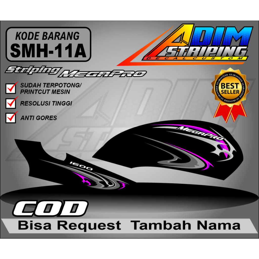 decal striping variasi Honda Megapro hiu  Hologram MP hiu 11