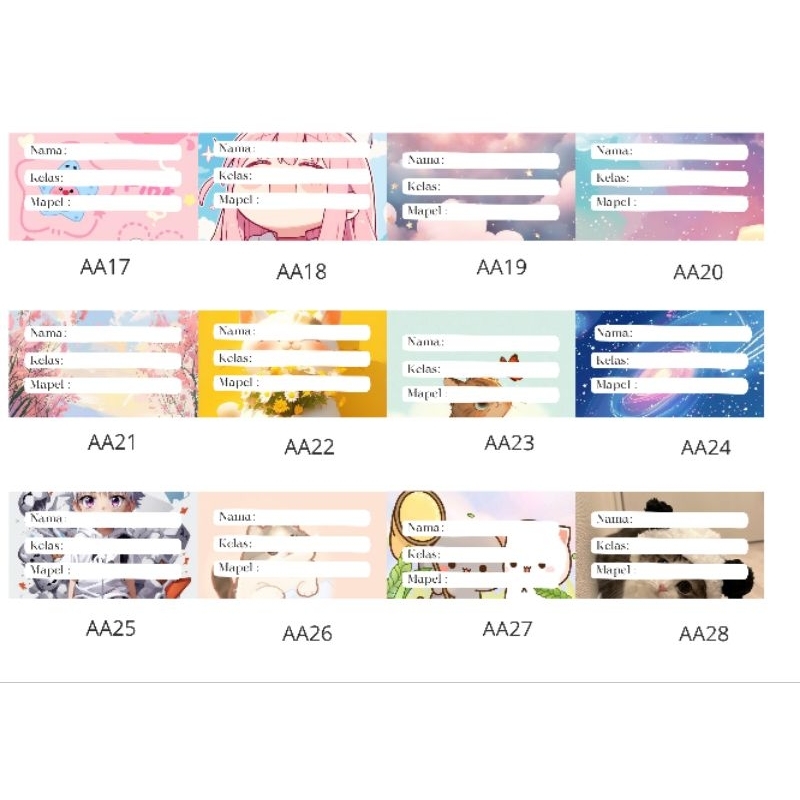 

Custom Cetak stiker nama untuk buku matapelajaran (10 Pcs)