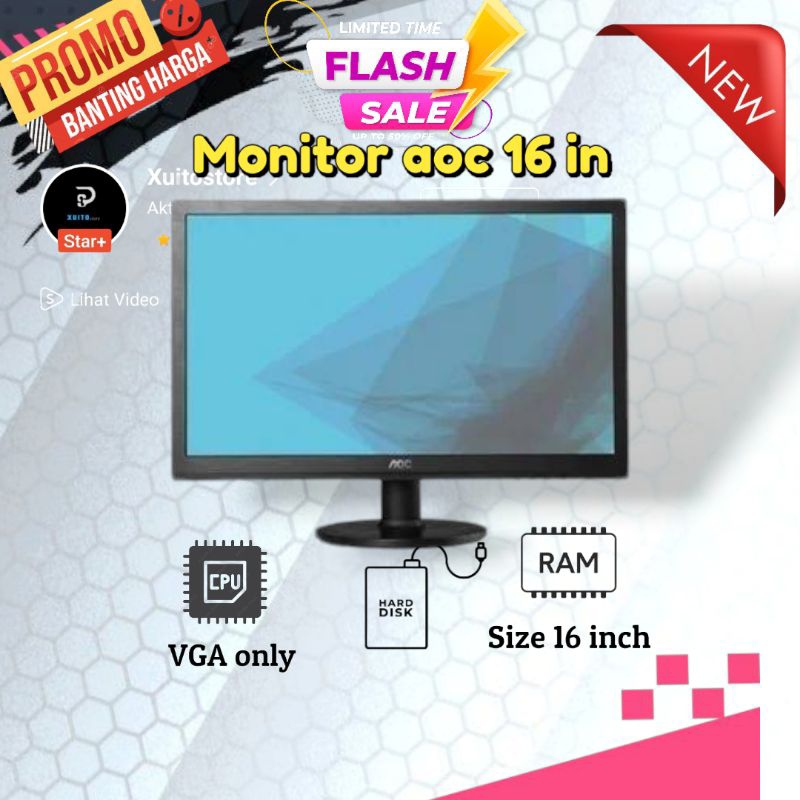 Monitor 16 inch wide Aoc second normal