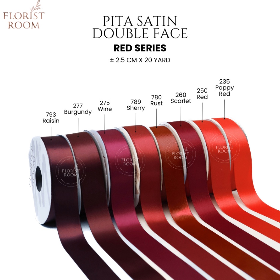 

BORONG SEBELUM KEHABISAN Pita Satin Double Face 25cm x 2yard Red Series