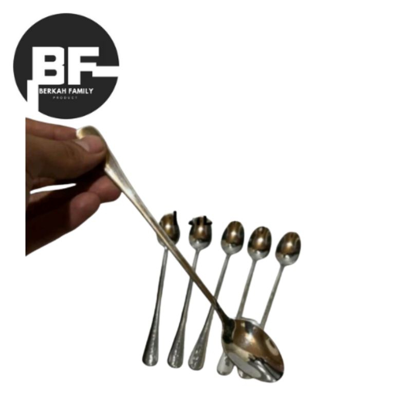 12 Sendok Ice Stainless Tebal / Sendok Es Teh Panjang