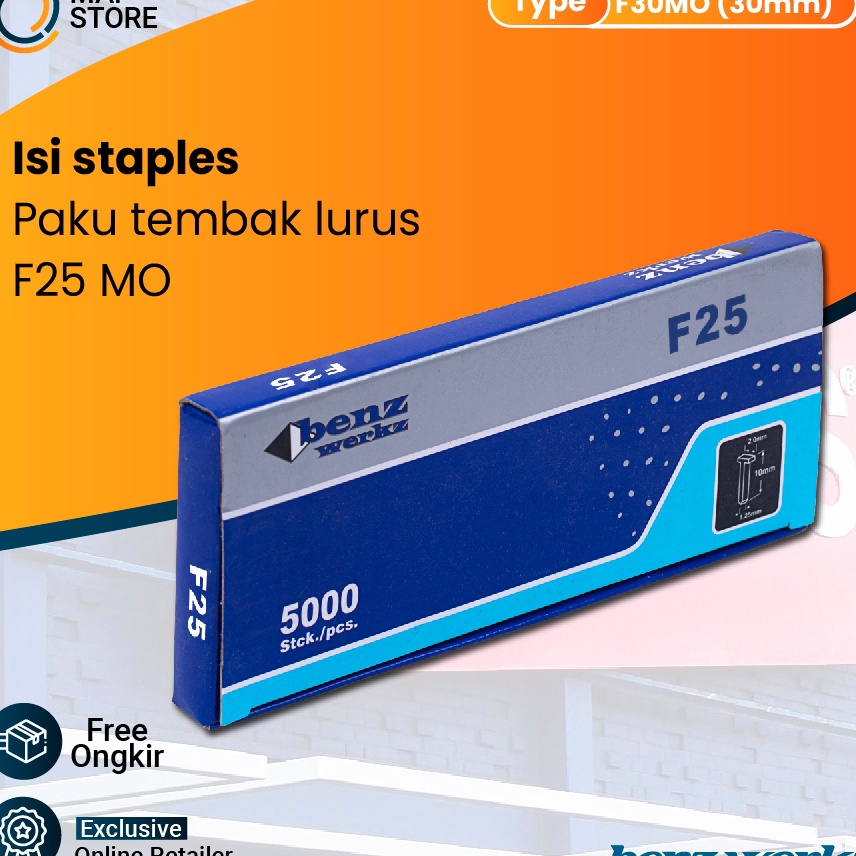 

MURAH BERKULITAS BENZ F 25 MO Isi Mesin Staples Paku Tembak Lurus Mata Nailer F 25