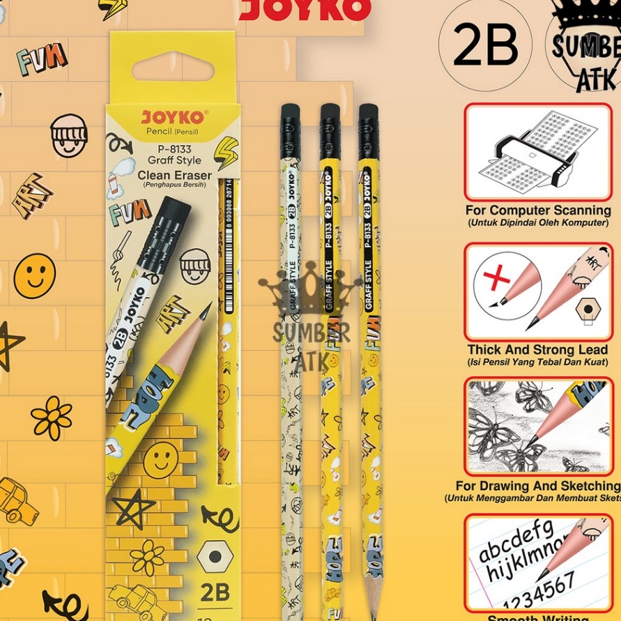 

PRODUK BARU KAMI Pencil Pensil P8133 2B 1 Box 12 Pcs Graff Style