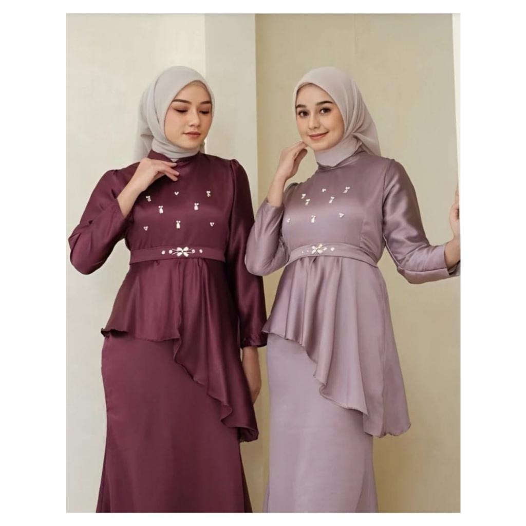 Filoesa Store - Jamila Dress Satin Velvet Baju Kondangan Wanita Kekinan Gamis Bridesmaids Pesta