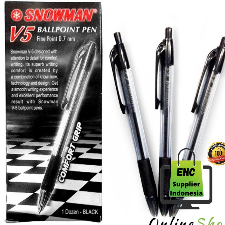 

TOP PRODUK snowman 6 buah Pen v5 snowman bolpen cetrek v5 7 mm mekanik pencet 7mm v 5 per 6 pcs encsup