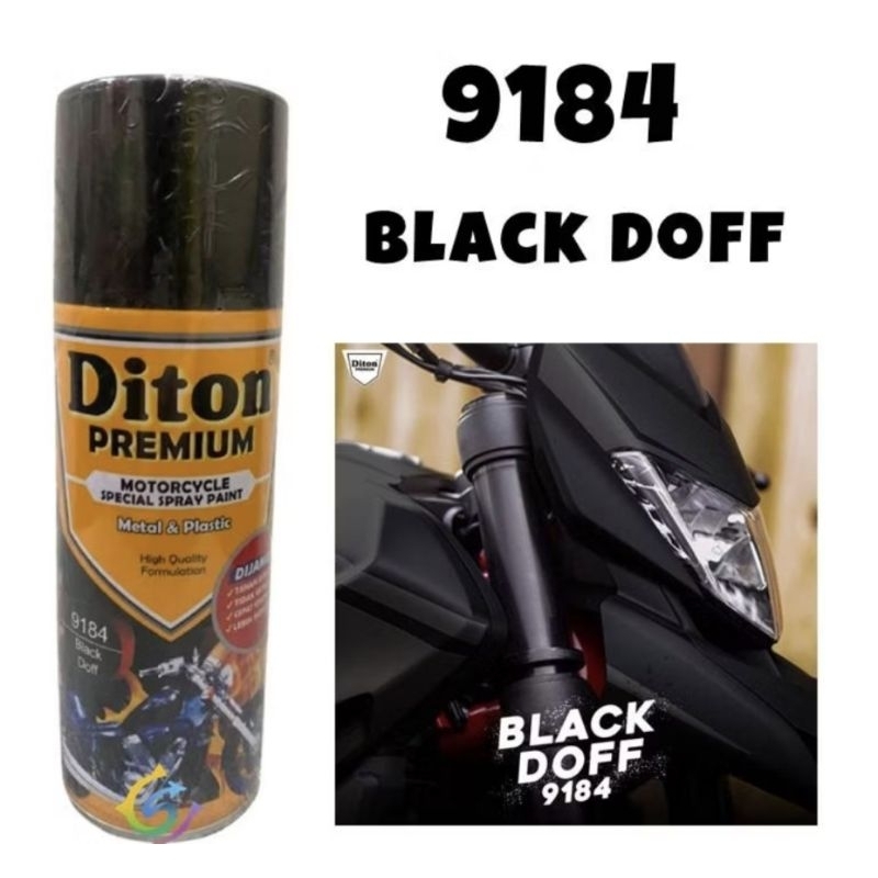 Pilok Cat DITON Premium 9184 Black Dop / pilox cat semprot hitam dop (400cc)