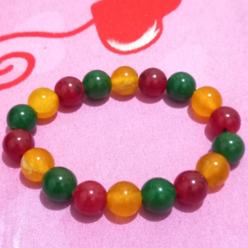 gelang wanita giok warna warni uk 10 mm