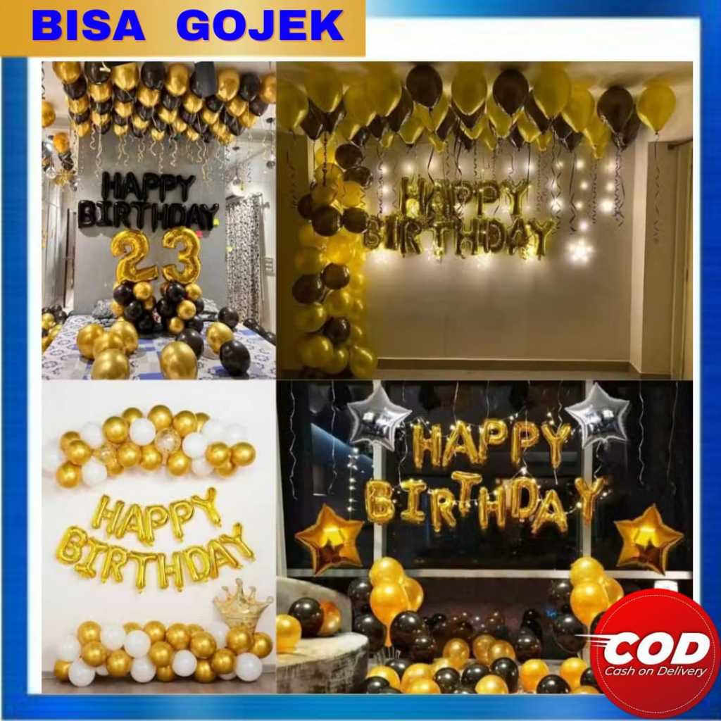 Paket Balon Gold Set Dekorasi Ulang Tahun