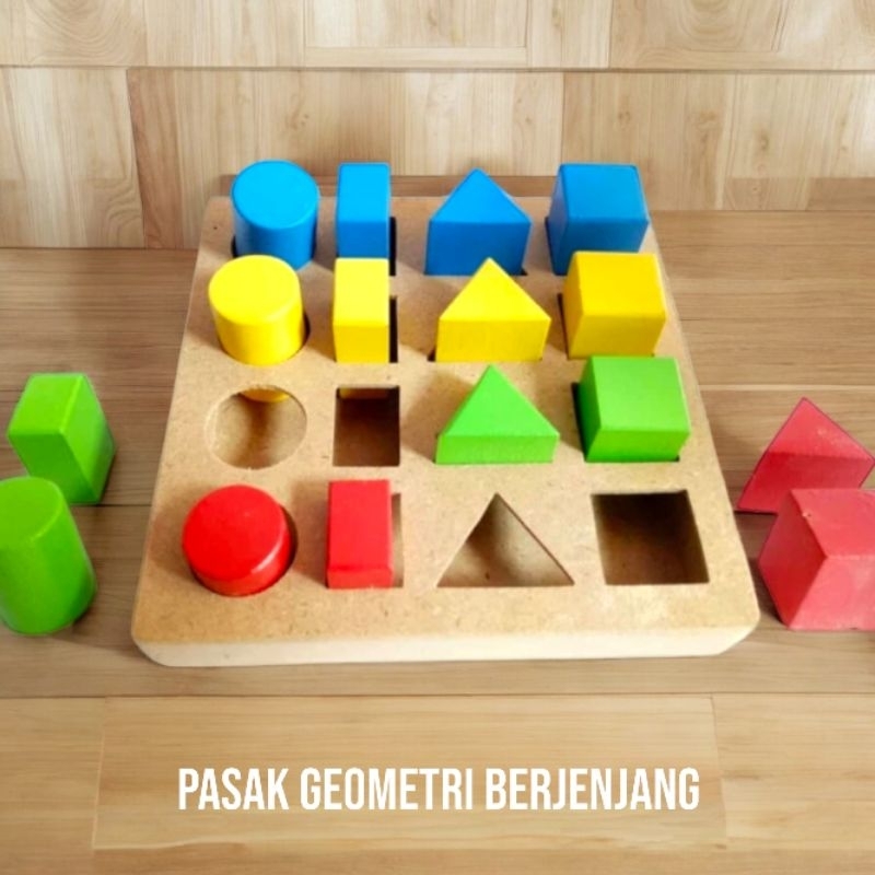 Mainan Edukasi Anak Papan Balok Warna Geometri Bertingkat / Mainan Shape Sorter Susun Balok Warna