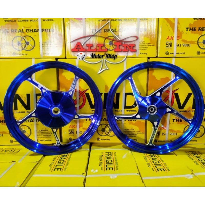 Velg vnd ak 55 ring 14 Yamaha Mio sporty/Fino/Mio j/Mio M3/Mio soul/warna biru/crome/hitam