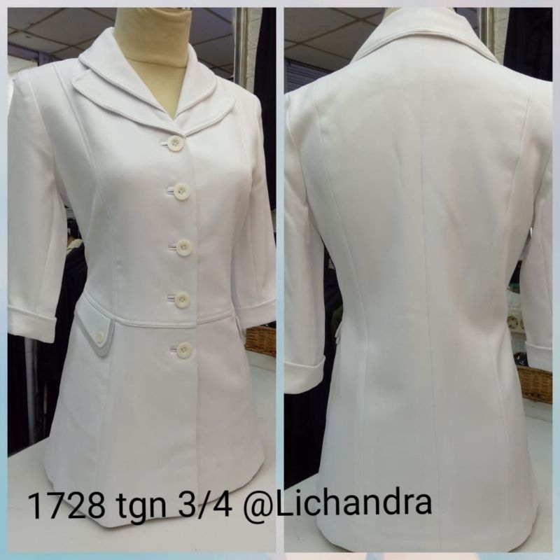 Seragam kerja Putih Wanita Seragam Putih Wanita lengan 3/4 Blazer Putih Blazer Putih Lichandra Origi