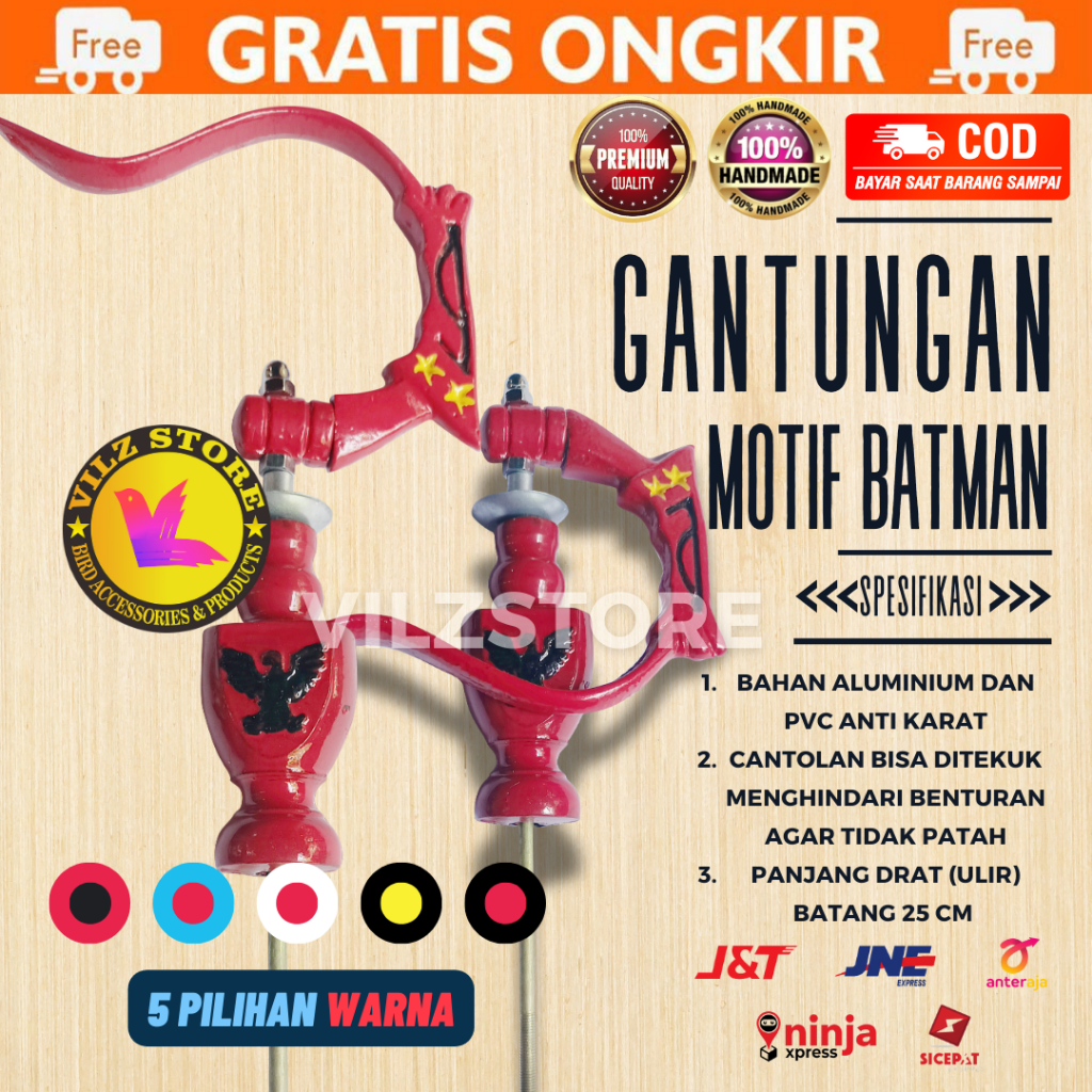 Gantungan Cantolan Lipat Sangkar Kurungan Kandang Burung Murai Kotak Kosan Pleci Motif Batman Garuda