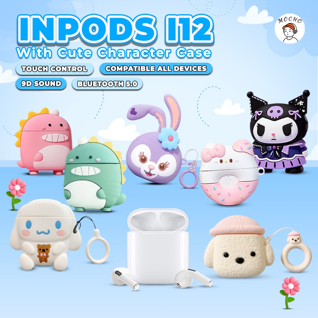 MOCHO COD Headset Bluetooth TWS i12 INPODS 5.0 Earphone Nirkabel 3D Kartun Lucu HIFI Earbud Stereo